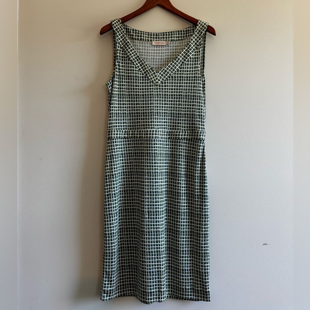 Tory Burch 100% Silk Green Blocks Dress Size Medium - Picture 1 of 8